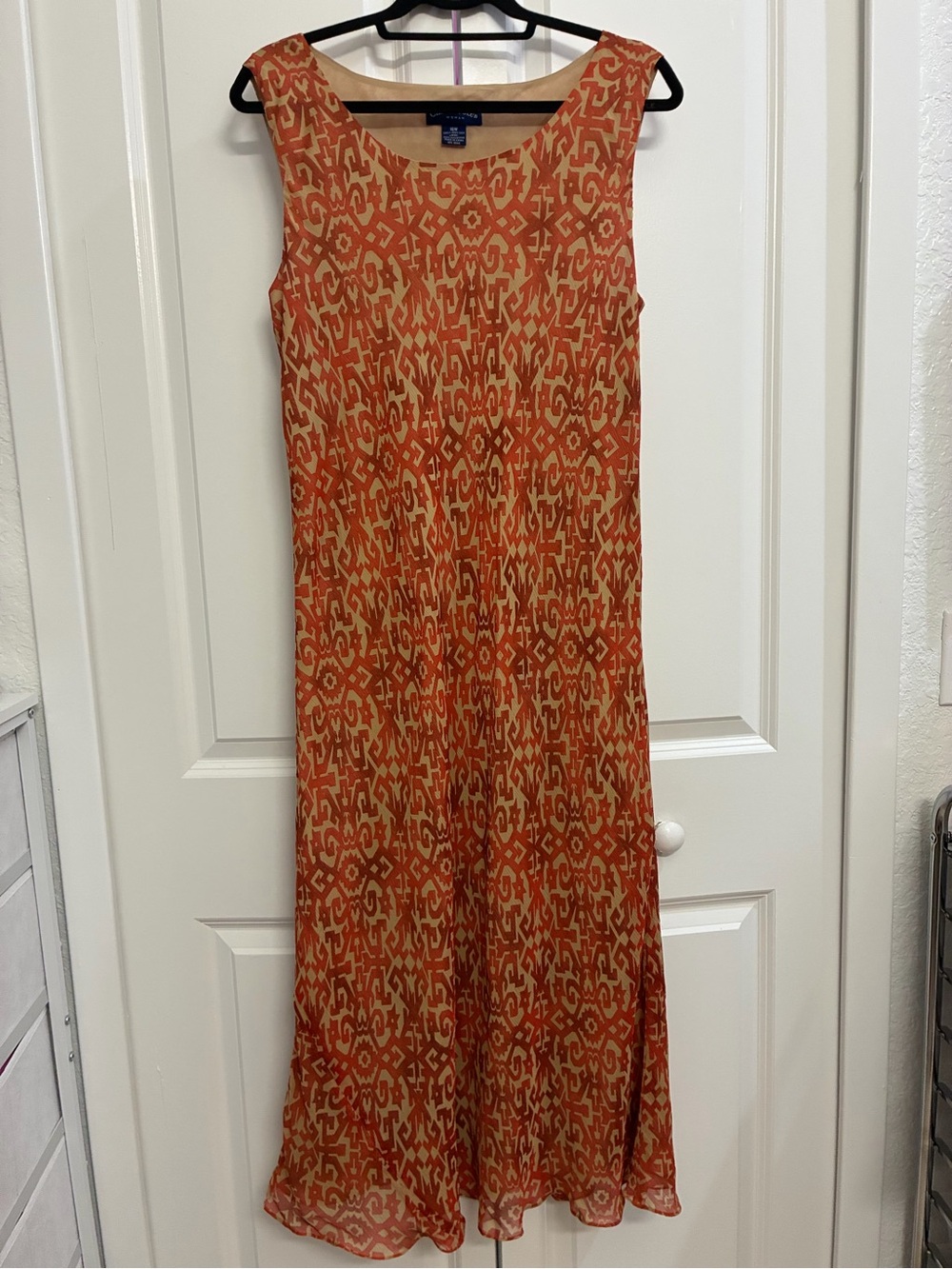 Tommy Bahama Orange and Cream Ikat-Style Sleeveless Dress